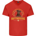 A Rottweiler Dog Mens V-Neck Cotton T-Shirt Red