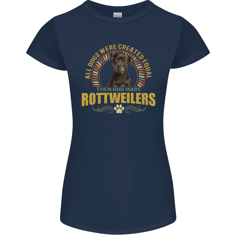 A Rottweiler Dog Womens Petite Cut T-Shirt Navy Blue