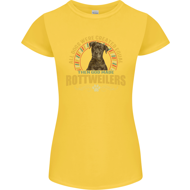 A Rottweiler Dog Womens Petite Cut T-Shirt Yellow