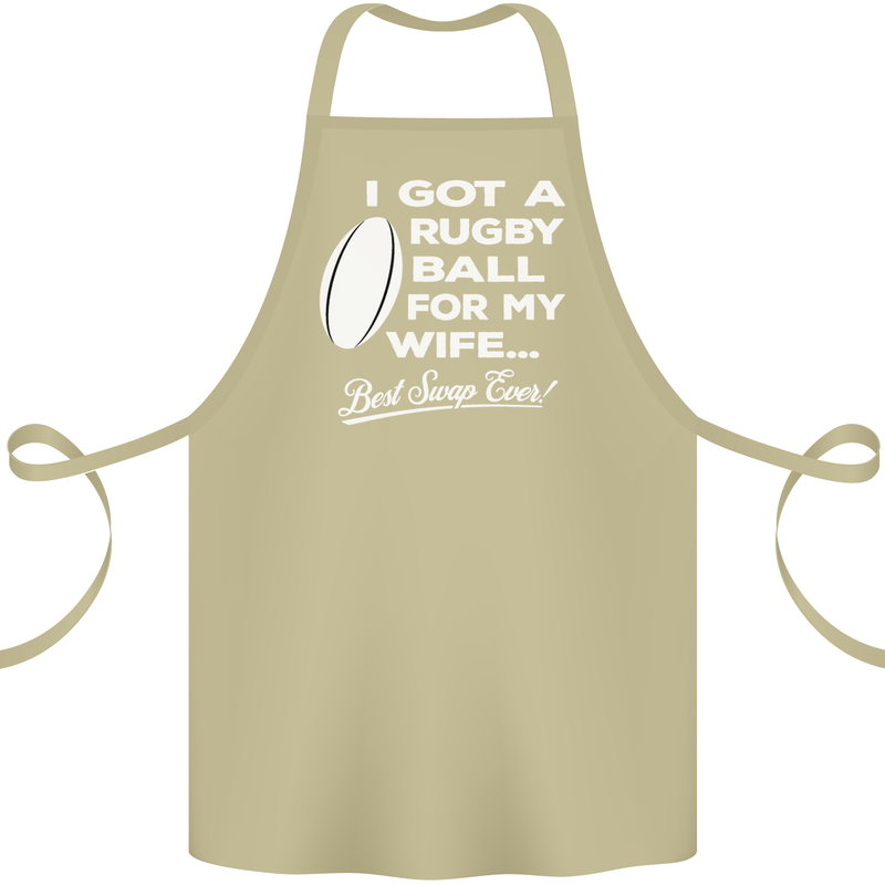A Rugby Ball for My Wife Player Union Funny Cotton Apron 100% Organic Khaki