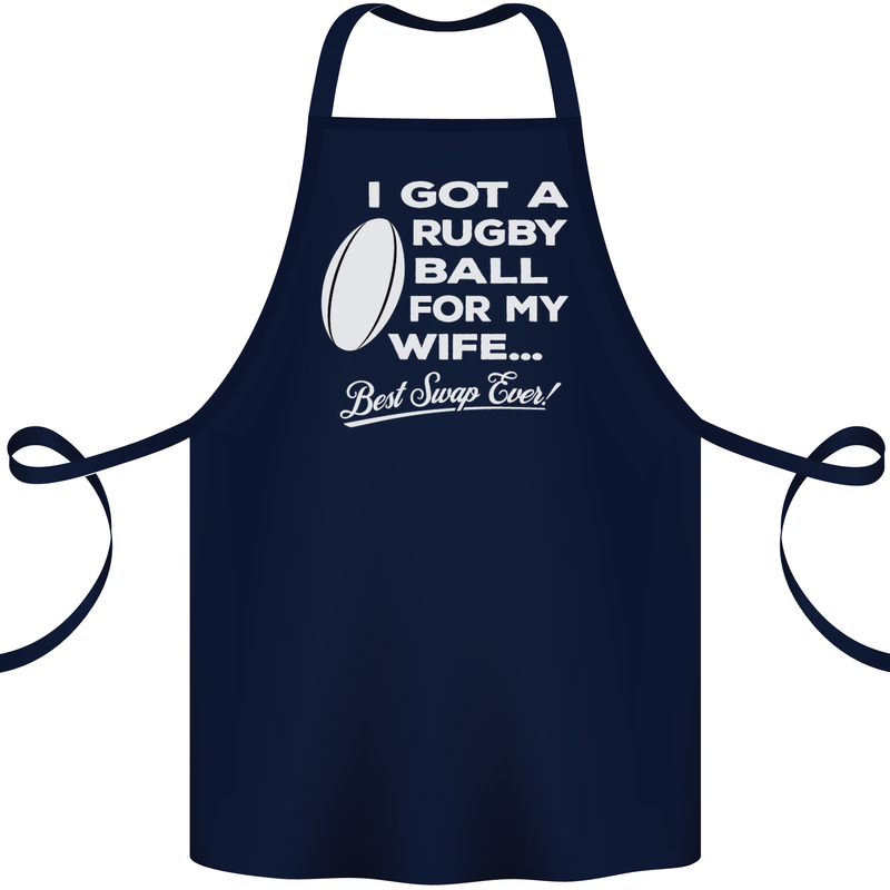 A Rugby Ball for My Wife Player Union Funny Cotton Apron 100% Organic Navy Blue