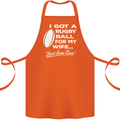 A Rugby Ball for My Wife Player Union Funny Cotton Apron 100% Organic Orange