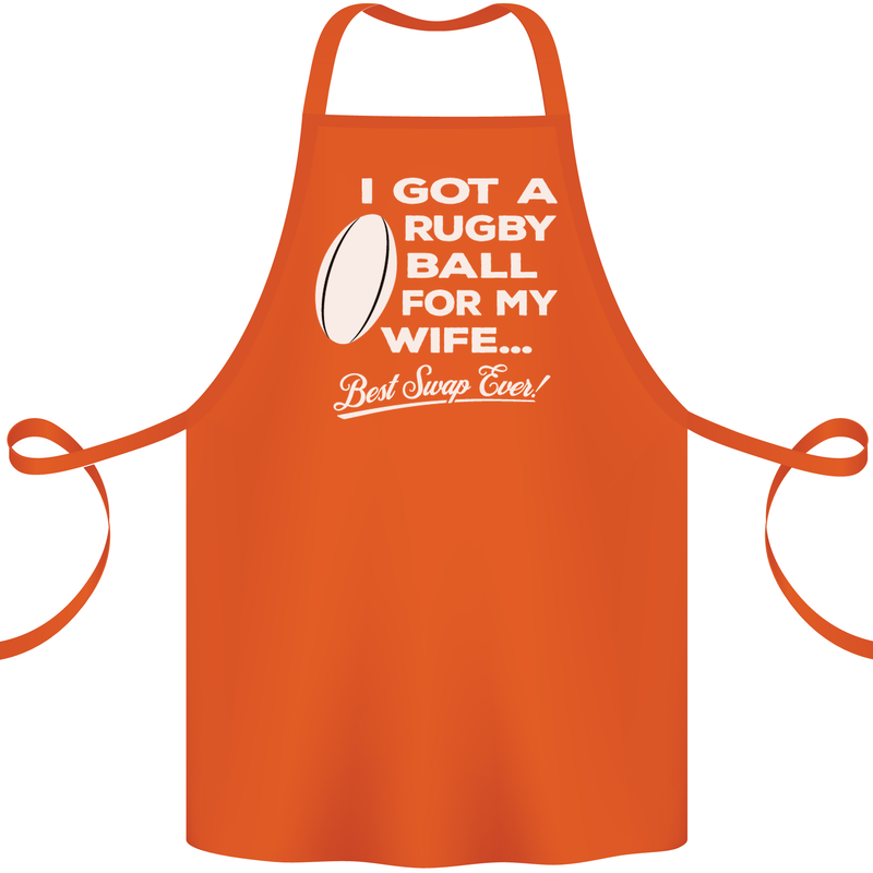 A Rugby Ball for My Wife Player Union Funny Cotton Apron 100% Organic Orange