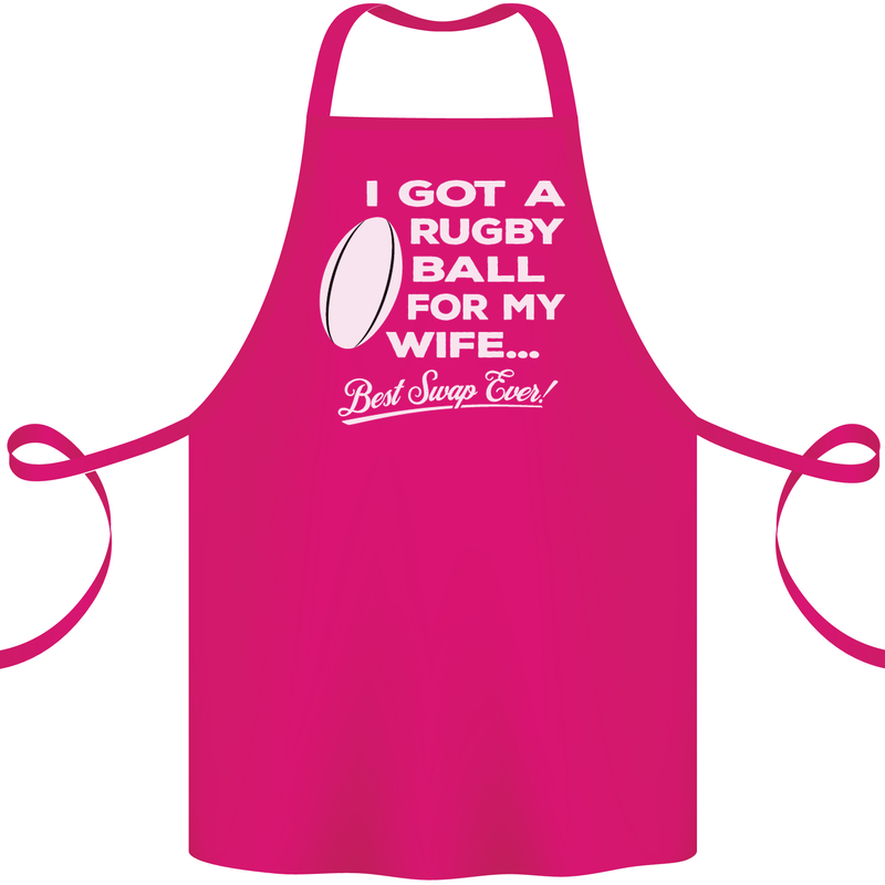 A Rugby Ball for My Wife Player Union Funny Cotton Apron 100% Organic Pink