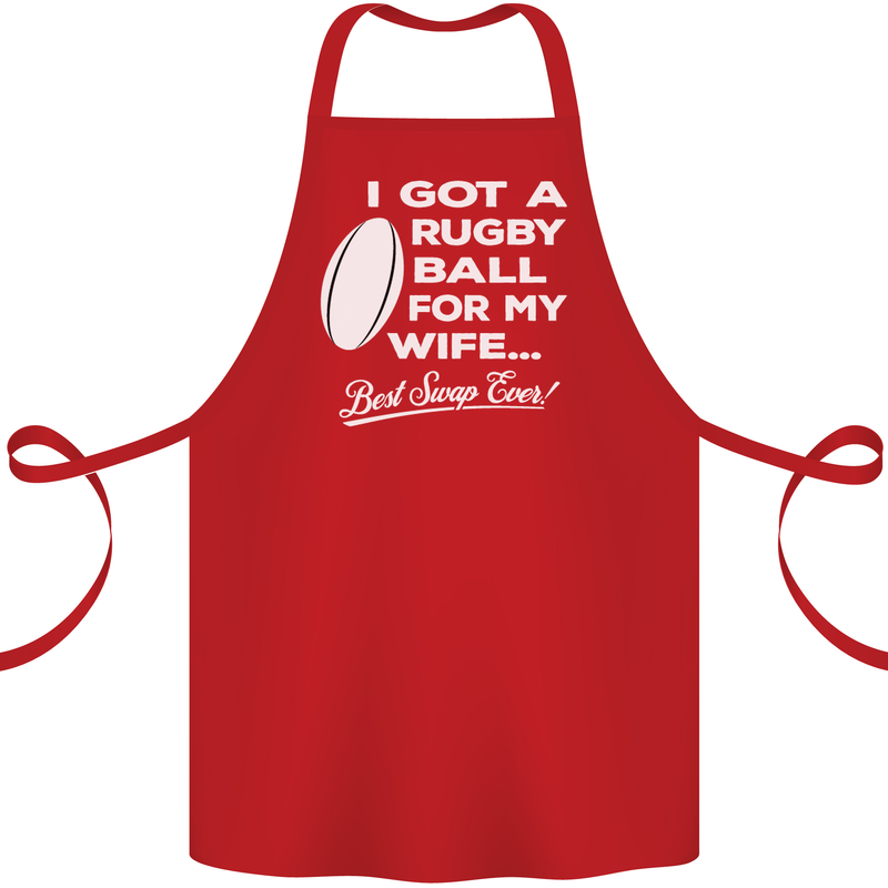 A Rugby Ball for My Wife Player Union Funny Cotton Apron 100% Organic Red