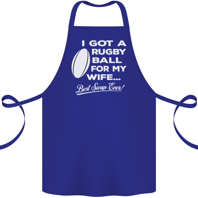 A Rugby Ball for My Wife Player Union Funny Cotton Apron 100% Organic Royal Blue