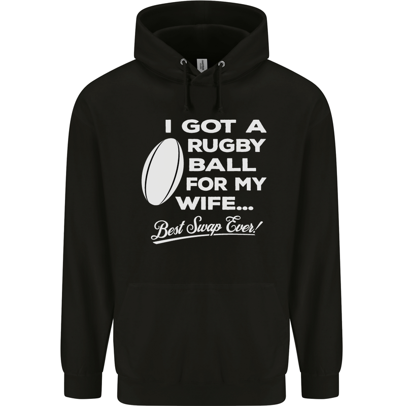 A Rugby Ball for My Wife Player Union Funny Mens 80% Cotton Hoodie Black