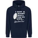 A Rugby Ball for My Wife Player Union Funny Mens 80% Cotton Hoodie Navy Blue