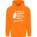 A Rugby Ball for My Wife Player Union Funny Mens 80% Cotton Hoodie Orange