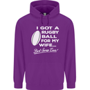 A Rugby Ball for My Wife Player Union Funny Mens 80% Cotton Hoodie Purple