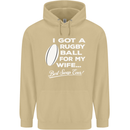 A Rugby Ball for My Wife Player Union Funny Mens 80% Cotton Hoodie Sand