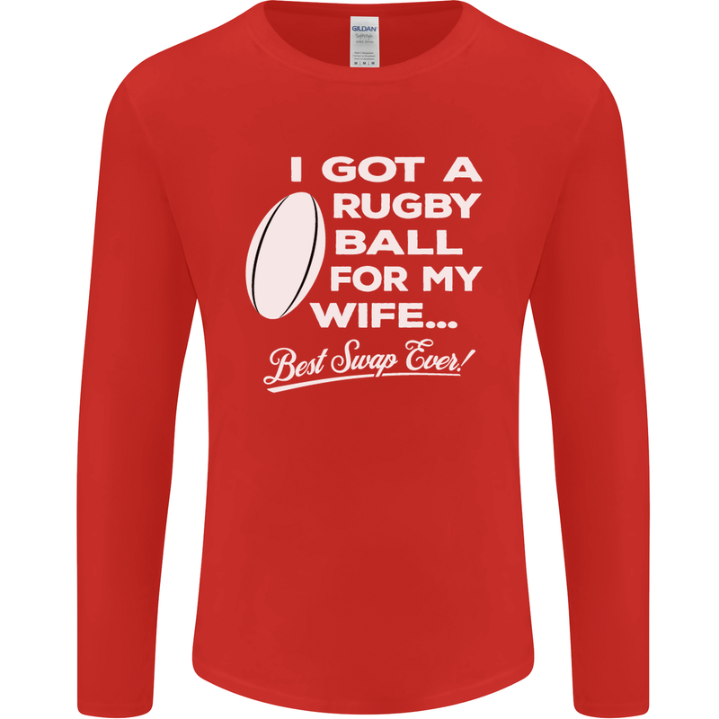 A Rugby Ball for My Wife Player Union Funny Mens Long Sleeve T-Shirt Red