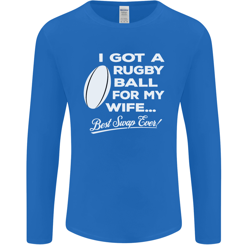 A Rugby Ball for My Wife Player Union Funny Mens Long Sleeve T-Shirt Royal Blue