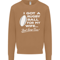 A Rugby Ball for My Wife Player Union Funny Mens Sweatshirt Jumper Caramel Latte