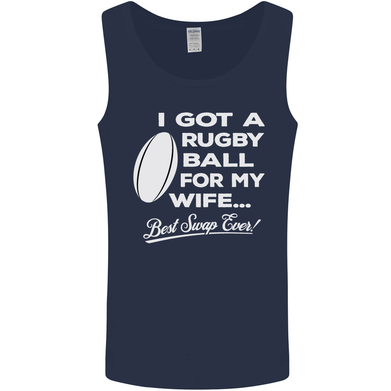 A Rugby Ball for My Wife Player Union Funny Mens Vest Tank Top Navy Blue