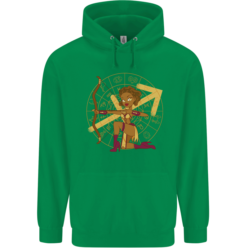 A Sagittarius Female Archer Star Sign Zodiac Childrens Kids Hoodie Irish Green