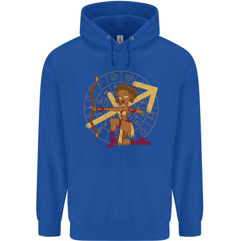 A Sagittarius Female Archer Star Sign Zodiac Childrens Kids Hoodie Royal Blue