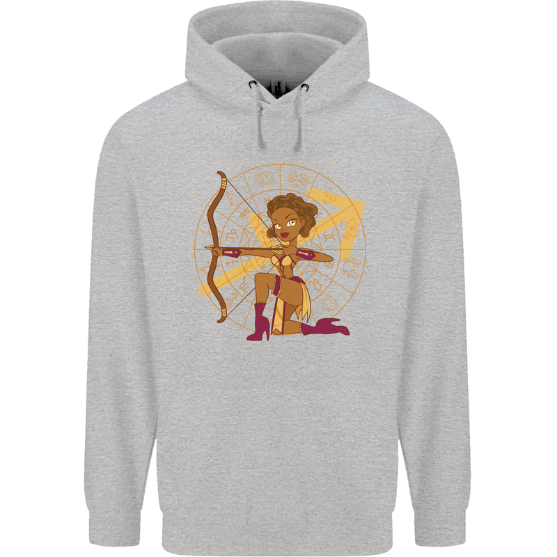 A Sagittarius Female Archer Star Sign Zodiac Childrens Kids Hoodie Sports Grey