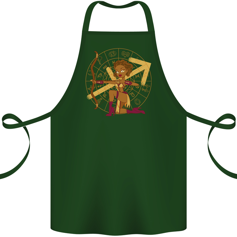 A Sagittarius Female Archer Star Sign Zodiac Cotton Apron 100% Organic Forest Green