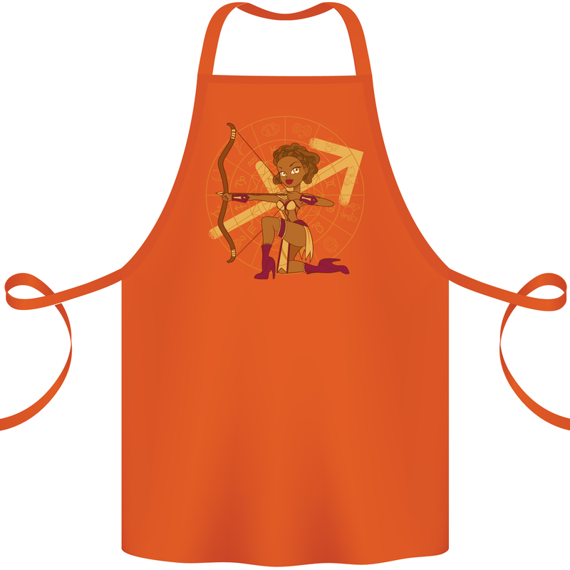 A Sagittarius Female Archer Star Sign Zodiac Cotton Apron 100% Organic Orange