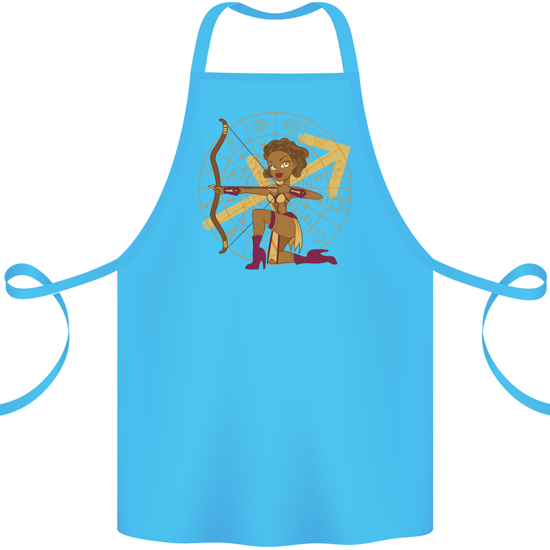 A Sagittarius Female Archer Star Sign Zodiac Cotton Apron 100% Organic Turquoise