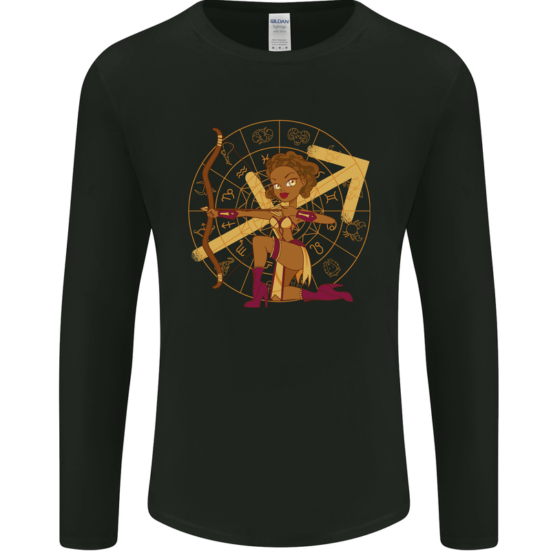 A Sagittarius Female Archer Star Sign Zodiac Mens Long Sleeve T-Shirt Black