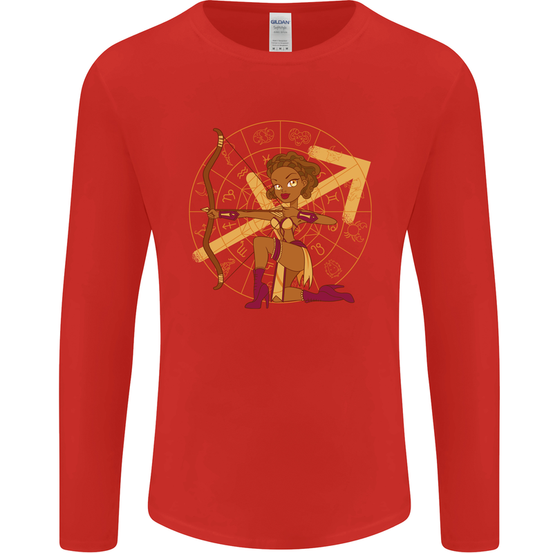 A Sagittarius Female Archer Star Sign Zodiac Mens Long Sleeve T-Shirt Red