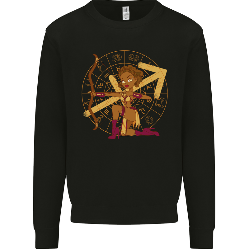 A Sagittarius Female Archer Star Sign Zodiac Mens Sweatshirt Jumper Black