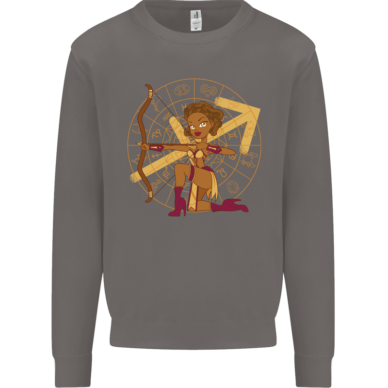 A Sagittarius Female Archer Star Sign Zodiac Mens Sweatshirt Jumper Charcoal