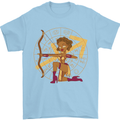 A Sagittarius Female Archer Star Sign Zodiac Mens T-Shirt 100% Cotton Light Blue