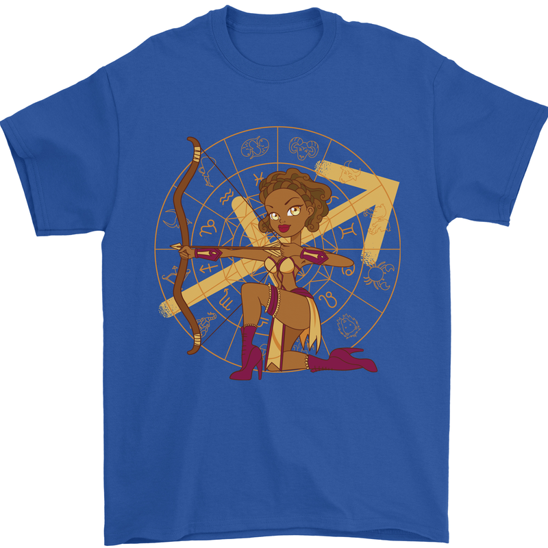 A Sagittarius Female Archer Star Sign Zodiac Mens T-Shirt 100% Cotton Royal Blue