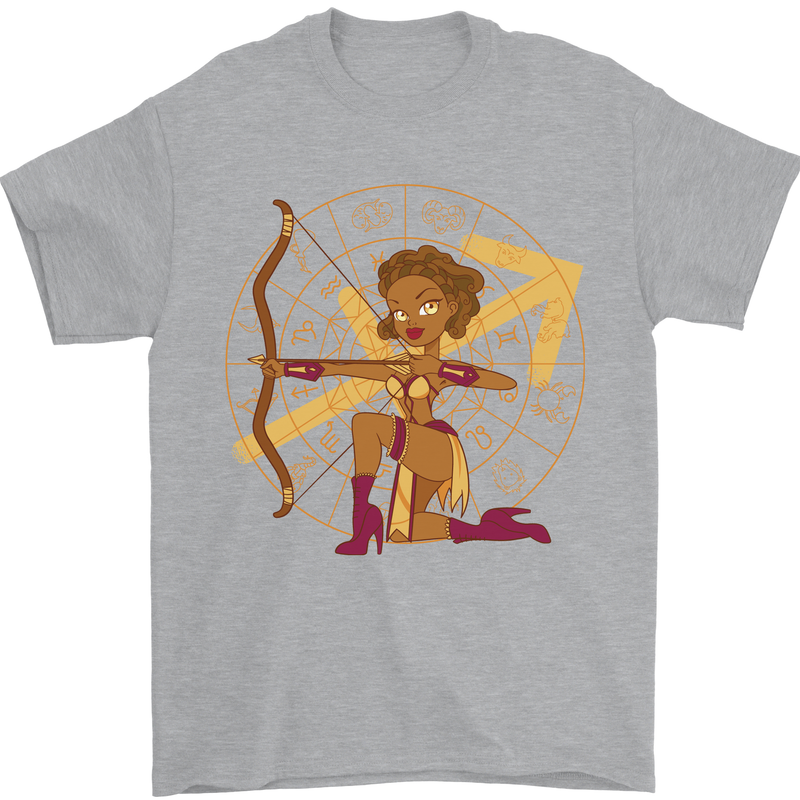 A Sagittarius Female Archer Star Sign Zodiac Mens T-Shirt 100% Cotton Sports Grey