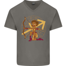 A Sagittarius Female Archer Star Sign Zodiac Mens V-Neck Cotton T-Shirt Charcoal