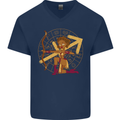 A Sagittarius Female Archer Star Sign Zodiac Mens V-Neck Cotton T-Shirt Navy Blue