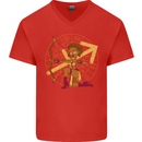 A Sagittarius Female Archer Star Sign Zodiac Mens V-Neck Cotton T-Shirt Red