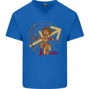 A Sagittarius Female Archer Star Sign Zodiac Mens V-Neck Cotton T-Shirt Royal Blue