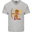 A Sagittarius Female Archer Star Sign Zodiac Mens V-Neck Cotton T-Shirt Sports Grey