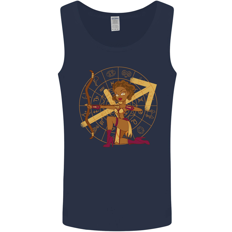 A Sagittarius Female Archer Star Sign Zodiac Mens Vest Tank Top Navy Blue