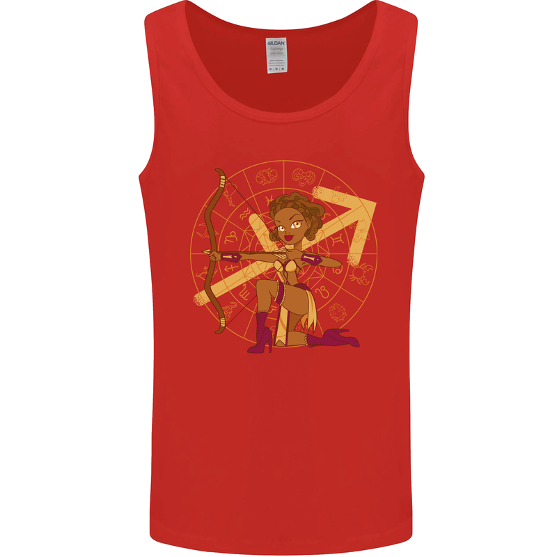 A Sagittarius Female Archer Star Sign Zodiac Mens Vest Tank Top Red