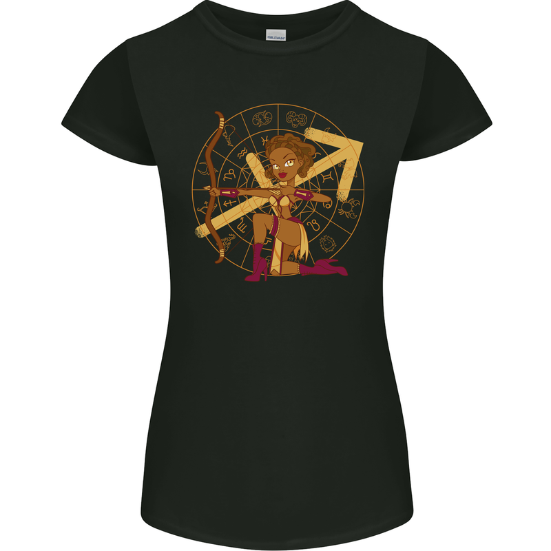A Sagittarius Female Archer Star Sign Zodiac Womens Petite Cut T-Shirt Black