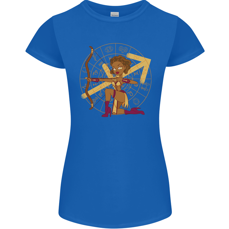 A Sagittarius Female Archer Star Sign Zodiac Womens Petite Cut T-Shirt Royal Blue