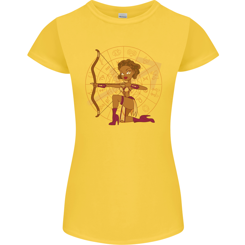A Sagittarius Female Archer Star Sign Zodiac Womens Petite Cut T-Shirt Yellow