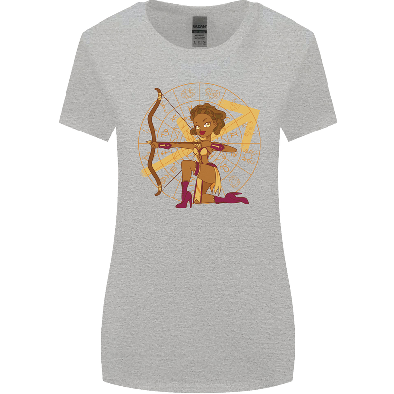 A Sagittarius Female Archer Star Sign Zodiac Womens Wider Cut T-Shirt Sports Grey