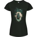 A Sailing Ship in the Moonlight Sailor Womens Petite Cut T-Shirt Black