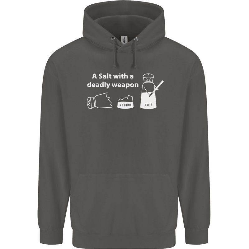 A Salt With a Deadly Weapon Funny Food Childrens Kids Hoodie Storm Grey