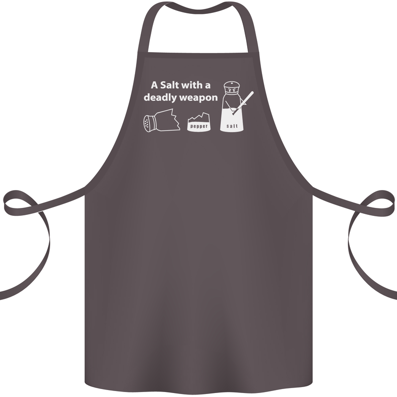 A Salt With a Deadly Weapon Funny Food Cotton Apron 100% Organic Dark Grey