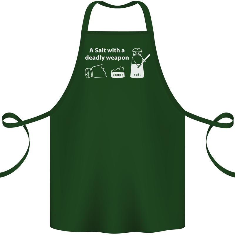 A Salt With a Deadly Weapon Funny Food Cotton Apron 100% Organic Forest Green