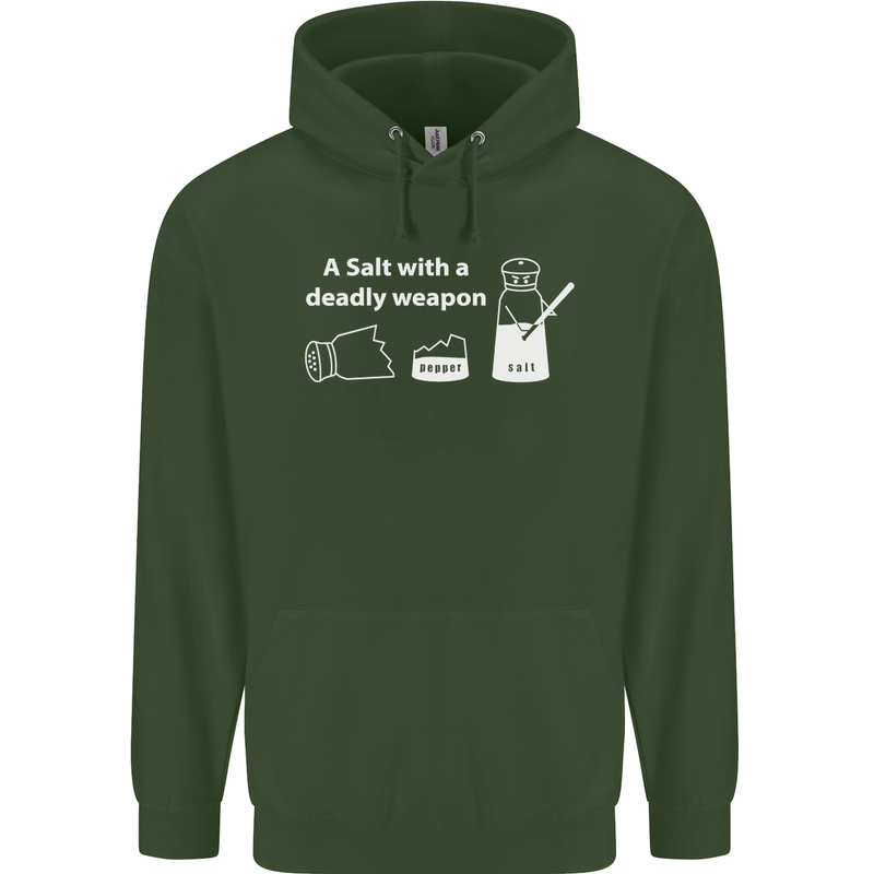 A Salt With a Deadly Weapon Funny Food Mens 80% Cotton Hoodie Forest Green