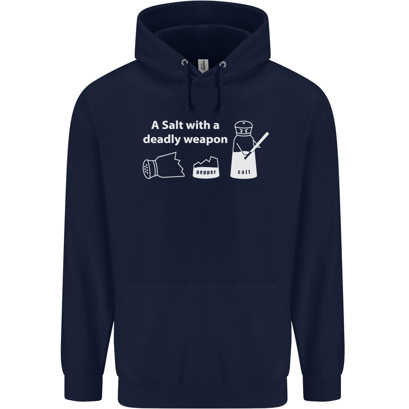 A Salt With a Deadly Weapon Funny Food Mens 80% Cotton Hoodie Navy Blue