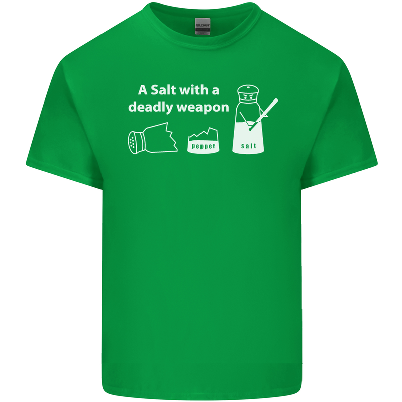 A Salt With a Deadly Weapon Funny Food Mens Cotton T-Shirt Tee Top Irish Green